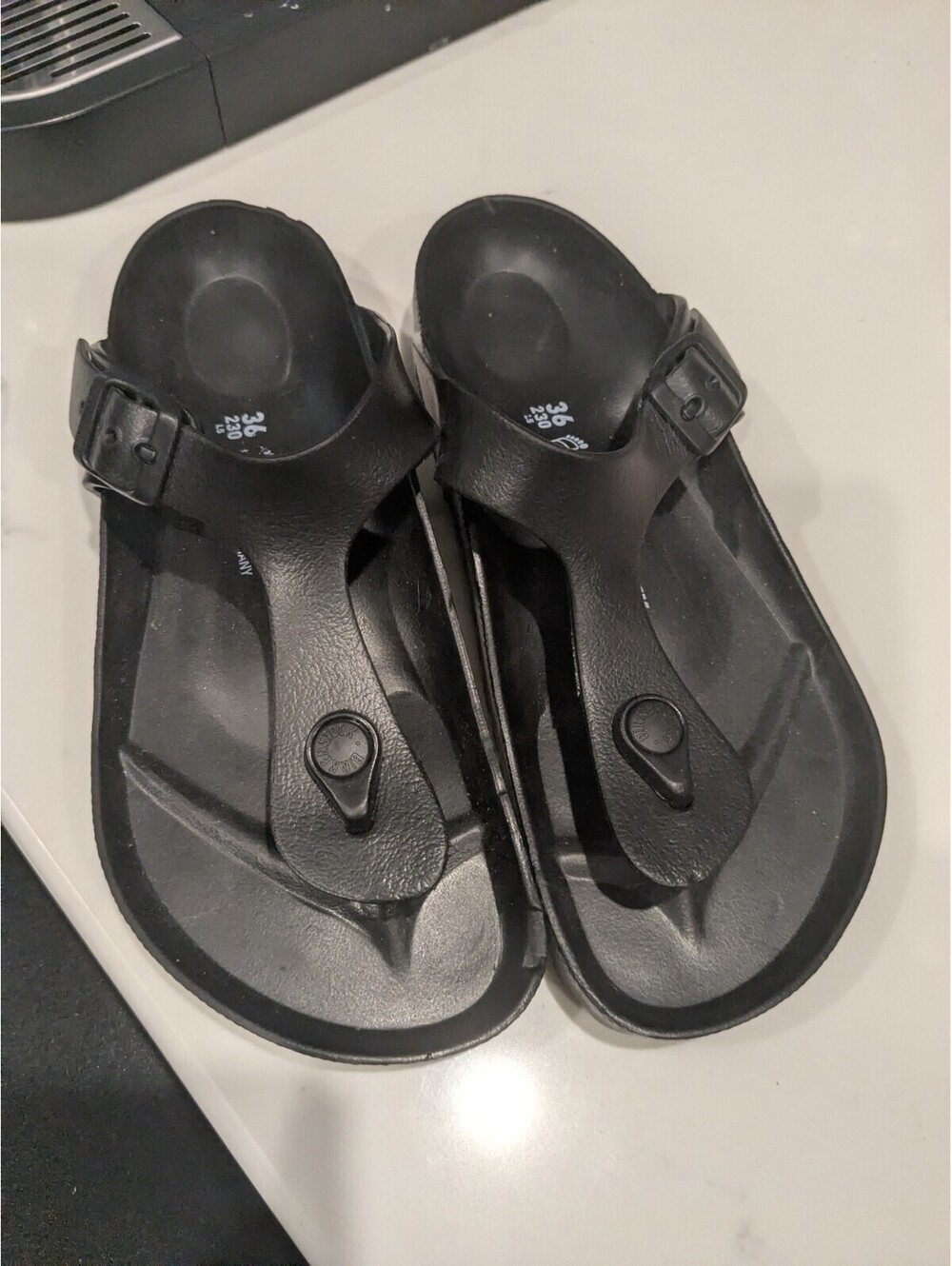 Birkenstock Gizeh EVA Women's Sandals Black Rubber Flip Flops - Size 36 6